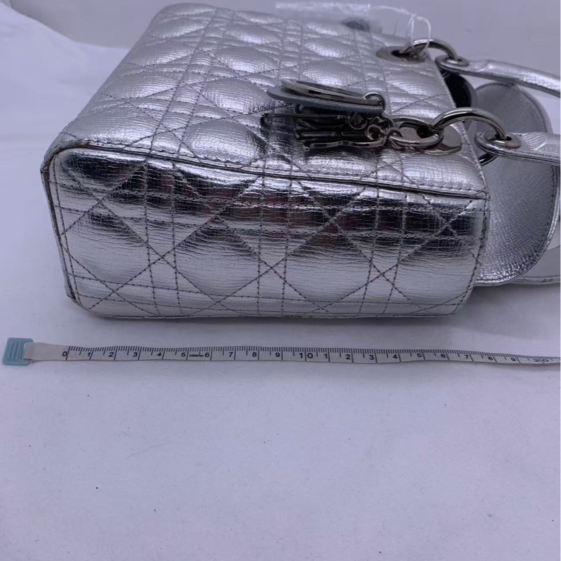 Christian Dior 銀色 Lady Dior My ABC 銀色小號手提包-5