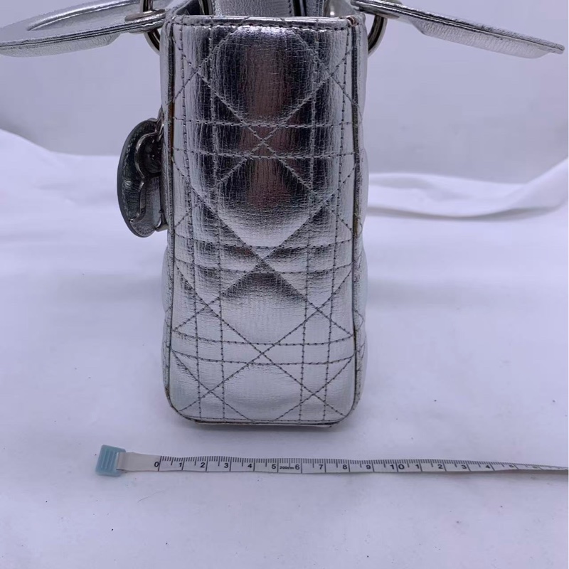 Christian Dior 銀色 Lady Dior My ABC 銀色小號手提包-6