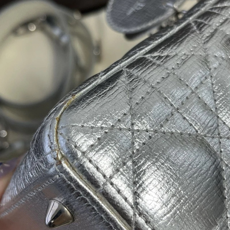 Christian Dior 銀色 Lady Dior My ABC 銀色小號手提包-17