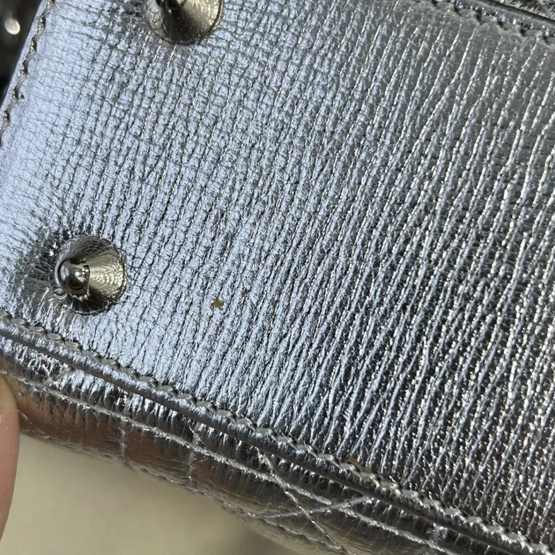 Christian Dior 銀色 Lady Dior My ABC 銀色小號手提包-20