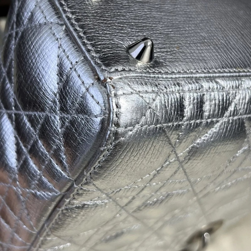 Christian Dior 銀色 Lady Dior My ABC 銀色小號手提包-23