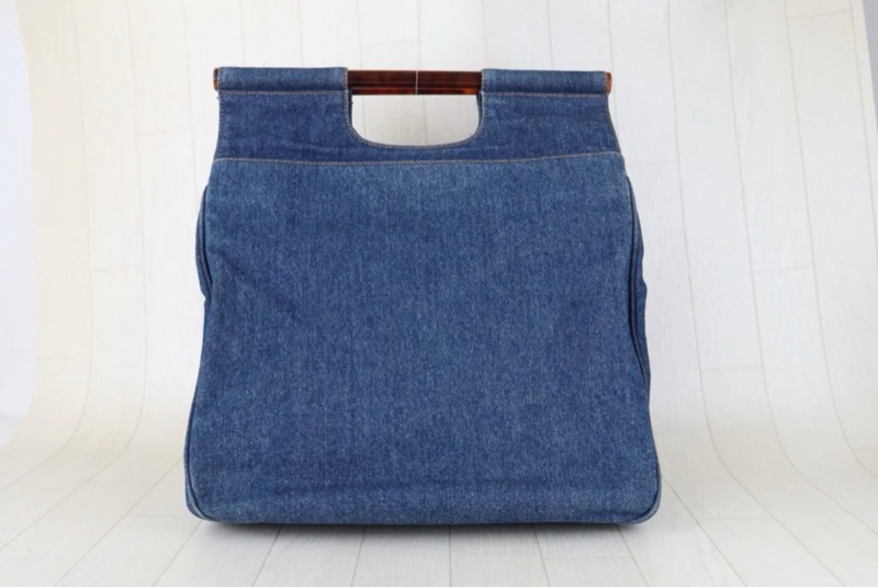 「JL精品代購」98新 Chanel 香奈兒玳瑁丹寧牛仔的托特包-3