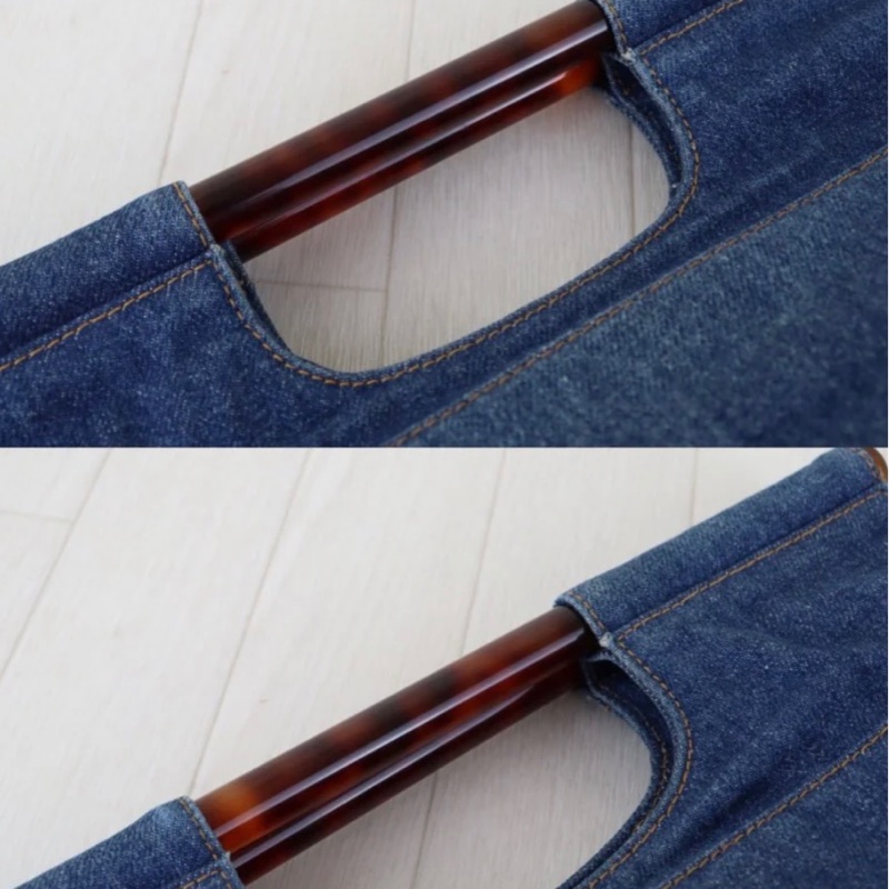 「JL精品代購」98新 Chanel 香奈兒玳瑁丹寧牛仔的托特包-6