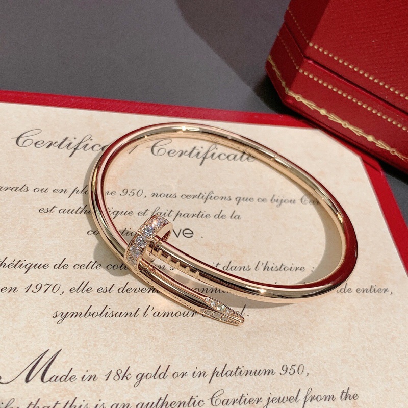 Cartier卡地亞Love系列釘子玫瑰金帶鑽15號手鐲，稀缺手寸，2016年購入-0