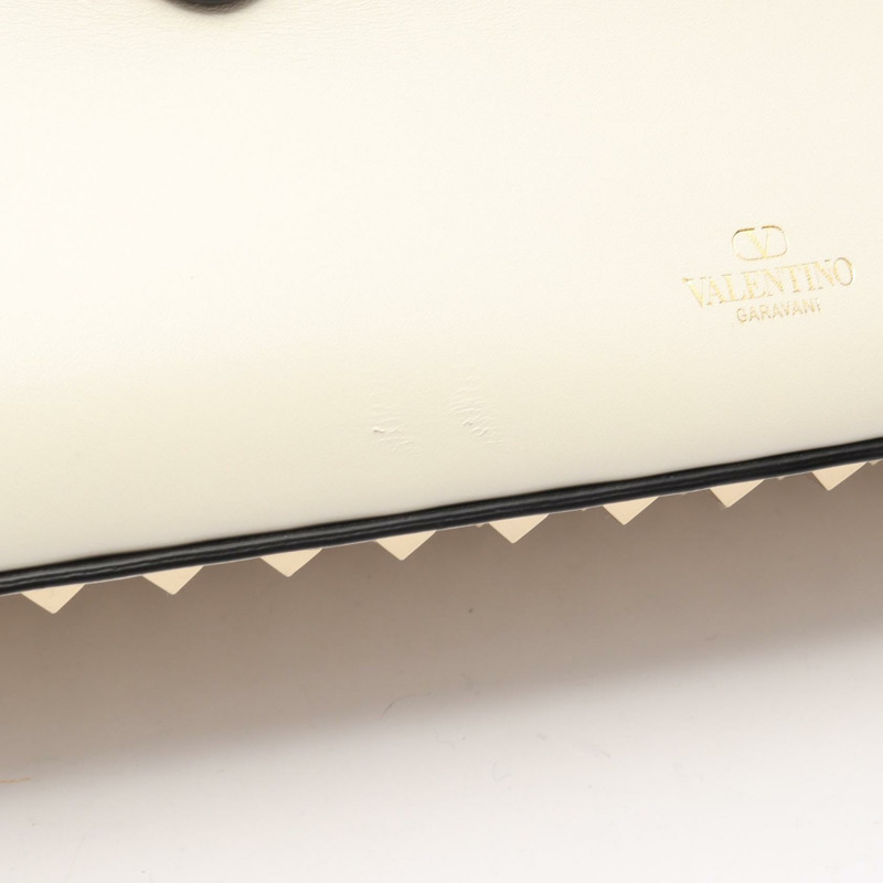 Valentino Rockstuds 白色皮革手提包，二手女款-5