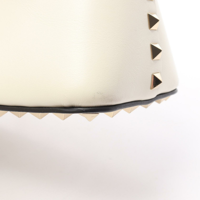 Valentino Rockstuds 白色皮革手提包，二手女款-6