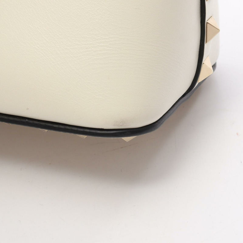 Valentino Rockstuds 白色皮革手提包，二手女款-7