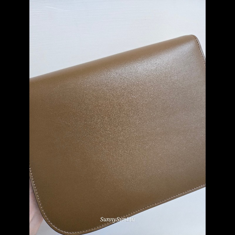 Celine box classic ​🔥 經典雋永！Céline Classic Box Bag 中號 棕色金扣 駝色 焦糖色豆腐包 斜背包 肩背包  🈶盒裝購證-37