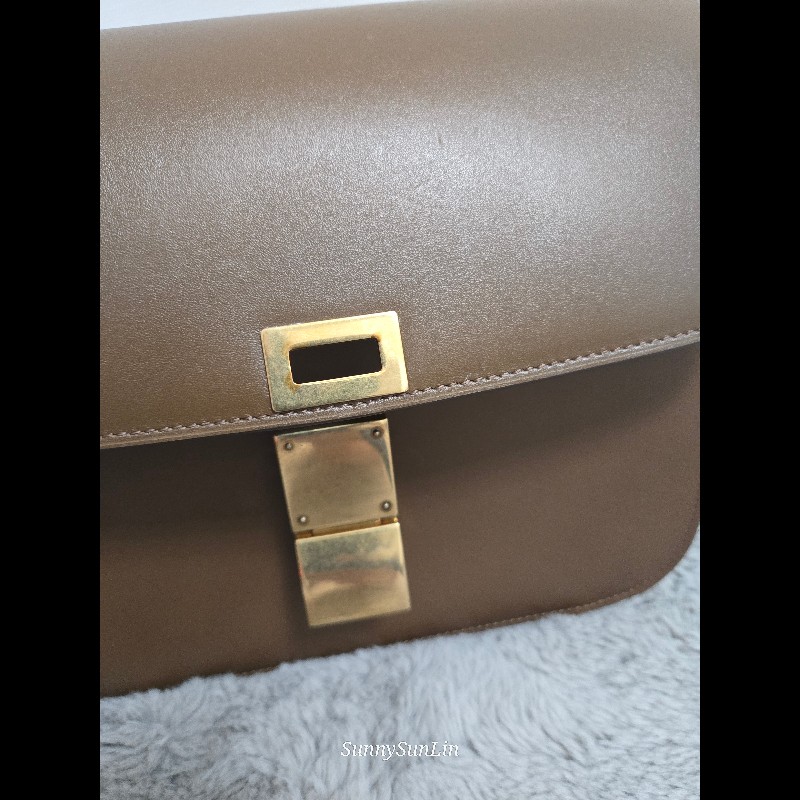 Celine box classic ​🔥 經典雋永！Céline Classic Box Bag 中號 棕色金扣 駝色 焦糖色豆腐包 斜背包 肩背包  🈶盒裝購證-48