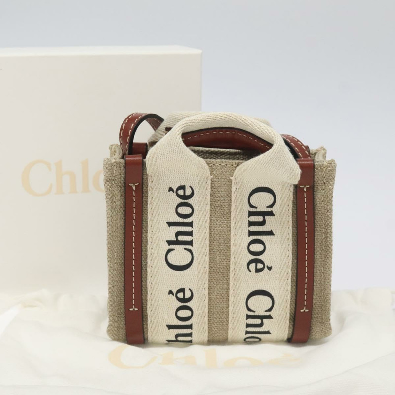 【日本直送】Chloe Woody 手袋 帆布 兩用 象牙色 正品 130865AM-11