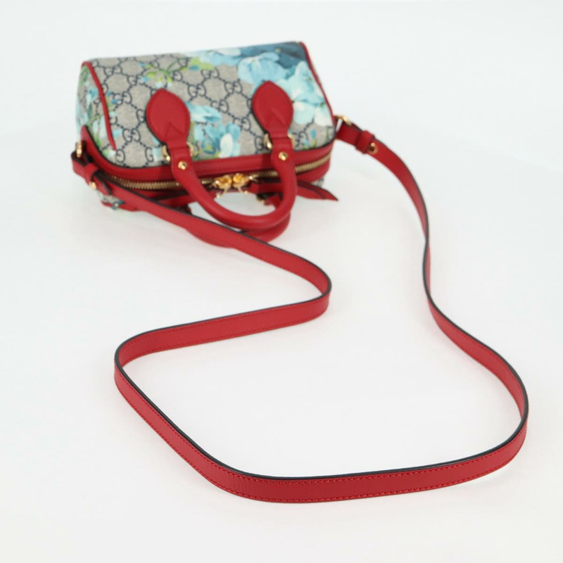 【日本直送】GUCCI GG Supreme Blooms 波士頓包 PVC 暢貨中心 2way 紅金 546312 正品 yk19119AM-2