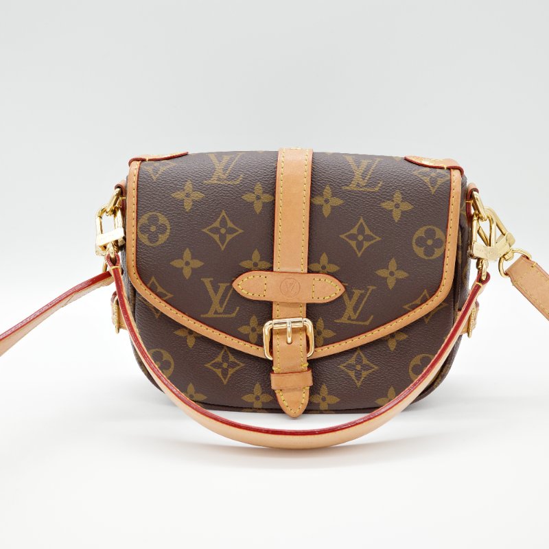 Louis Vuitton 路易威登 雙子星 Saumar BB 棕色 原花帆布 牛皮 肩背包 斜掛包-2