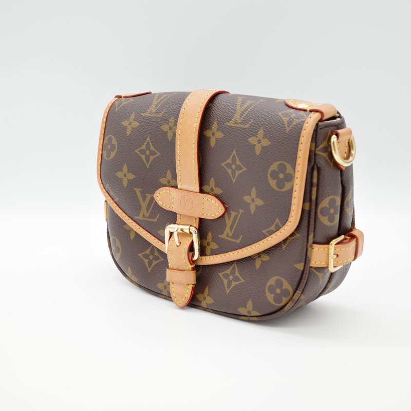 Louis Vuitton 路易威登 雙子星 Saumar BB 棕色 原花帆布 牛皮 肩背包 斜掛包-4