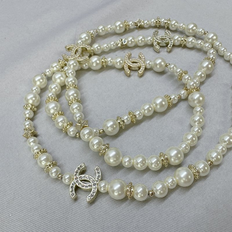 CHANEL 雙C珍珠水晶長鍊-5