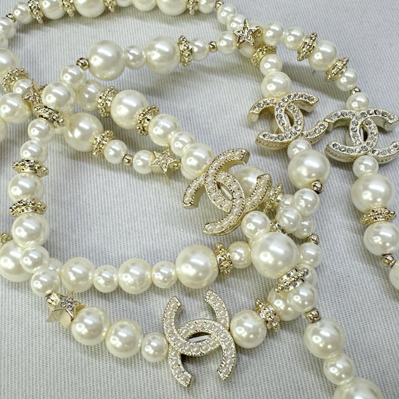 CHANEL 雙C珍珠水晶長鍊-4