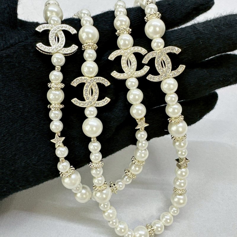CHANEL 雙C珍珠水晶長鍊-8