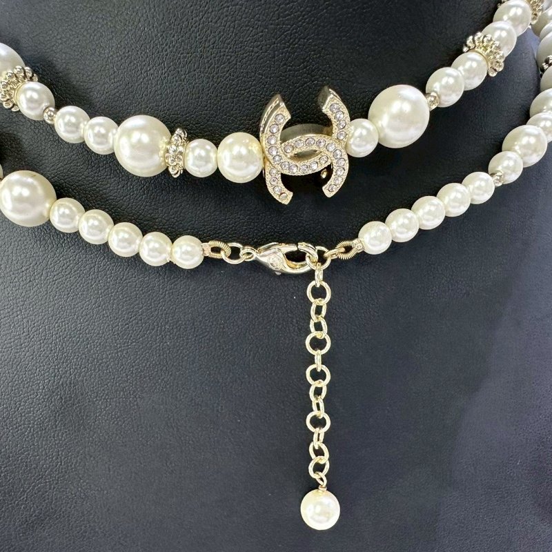 CHANEL 雙C珍珠水晶長鍊-6