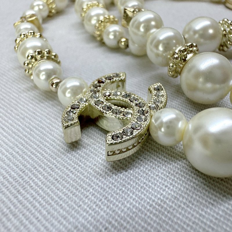 CHANEL 雙C珍珠水晶長鍊-7