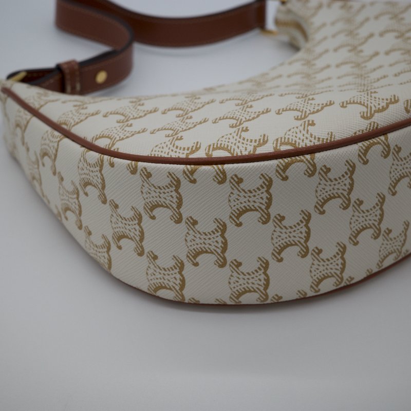 Celine 思琳 Triomphe Ava bag 米色 帆布 牛皮 肩背包 手提包 腋下包-4