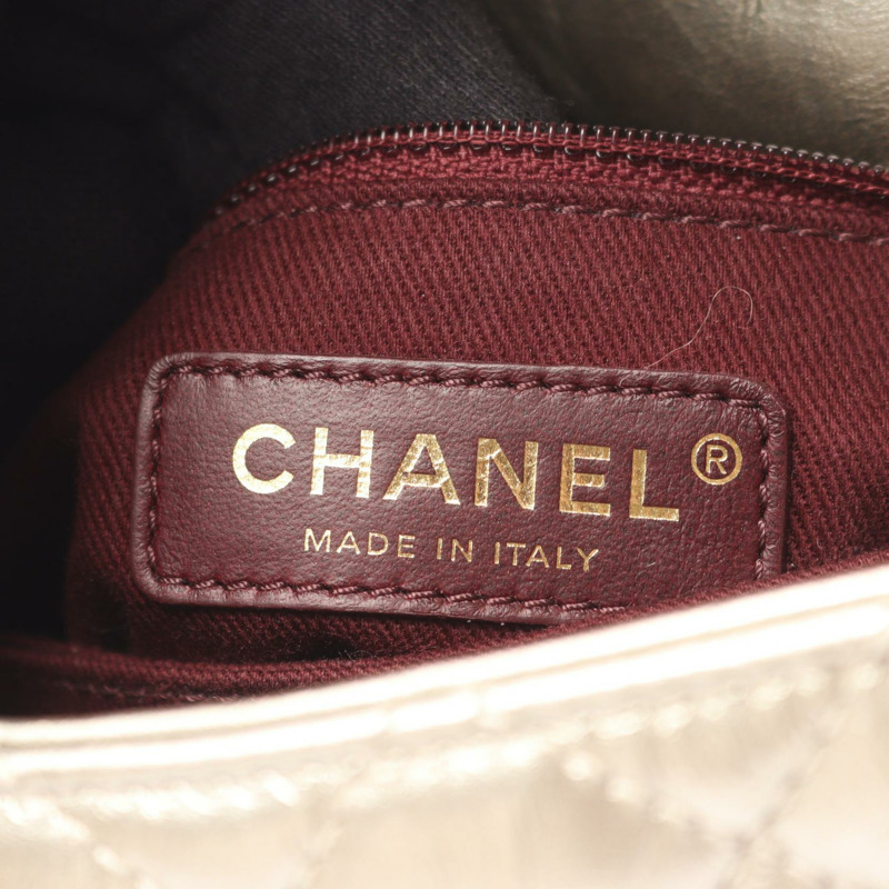 香奈兒 Coco Handle Flap Matelasse 肩背包 92990 皮革 銀色 二手 GHW-3