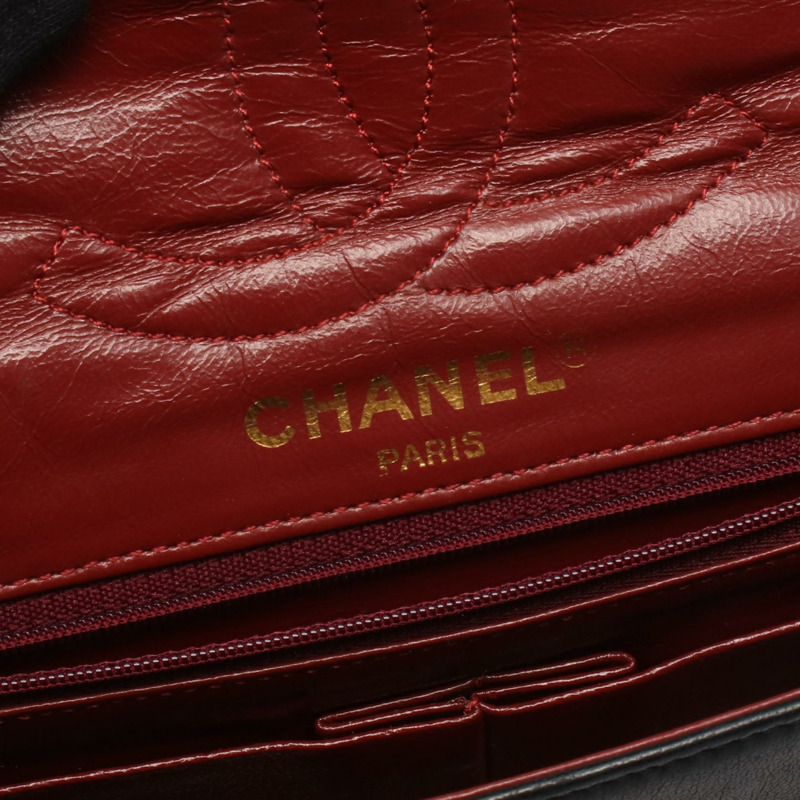 香奈兒 (CHANEL) Matelasse W 翻蓋鏈條單肩背包，羊皮材質，黑色，二手，金色五金，CC-3