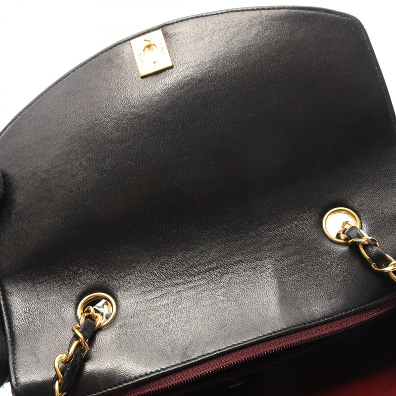 香奈兒 (CHANEL) Matelasse Diana 翻蓋鏈條單背包 A01164 羊皮 黑色 二手-5