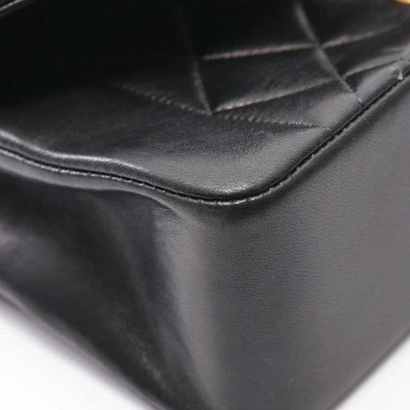 香奈兒 (CHANEL) Matelasse Diana 翻蓋鏈條單背包 A01164 羊皮 黑色 二手-6