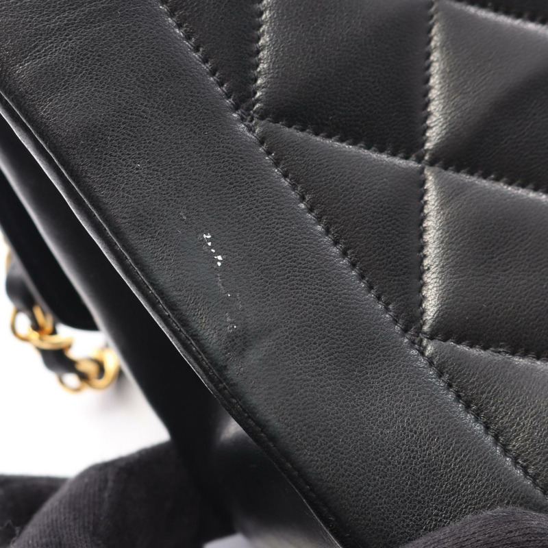 香奈兒 (CHANEL) Matelasse Diana 翻蓋鏈條單背包 A01164 羊皮 黑色 二手-8