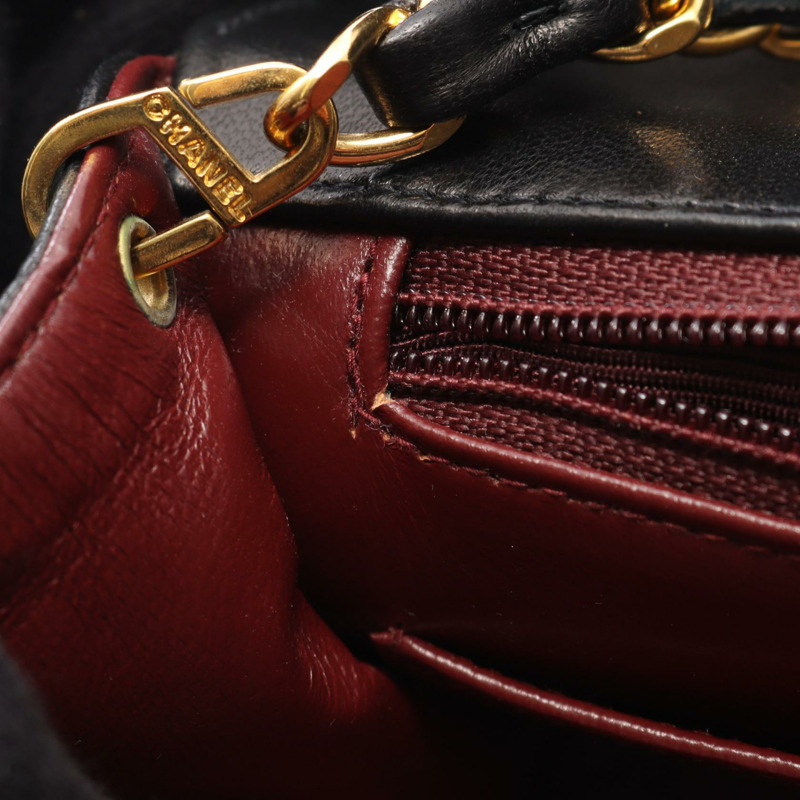 香奈兒 (CHANEL) Matelasse Diana 翻蓋鏈條單背包 A01164 羊皮 黑色 二手-10