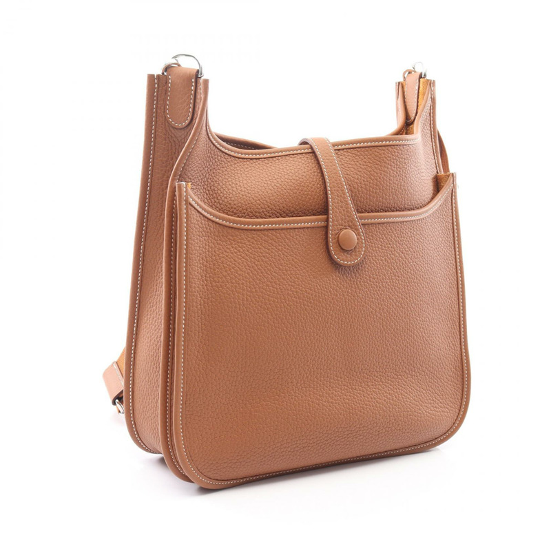 愛馬仕 Evelyne 3 Trois PM 單肩包，Clemence 皮革，金棕色，二手，K SHW-1