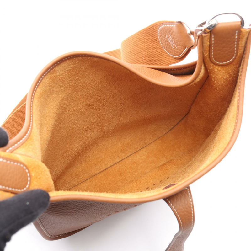 愛馬仕 Evelyne 3 Trois PM 單肩包，Clemence 皮革，金棕色，二手，K SHW-2