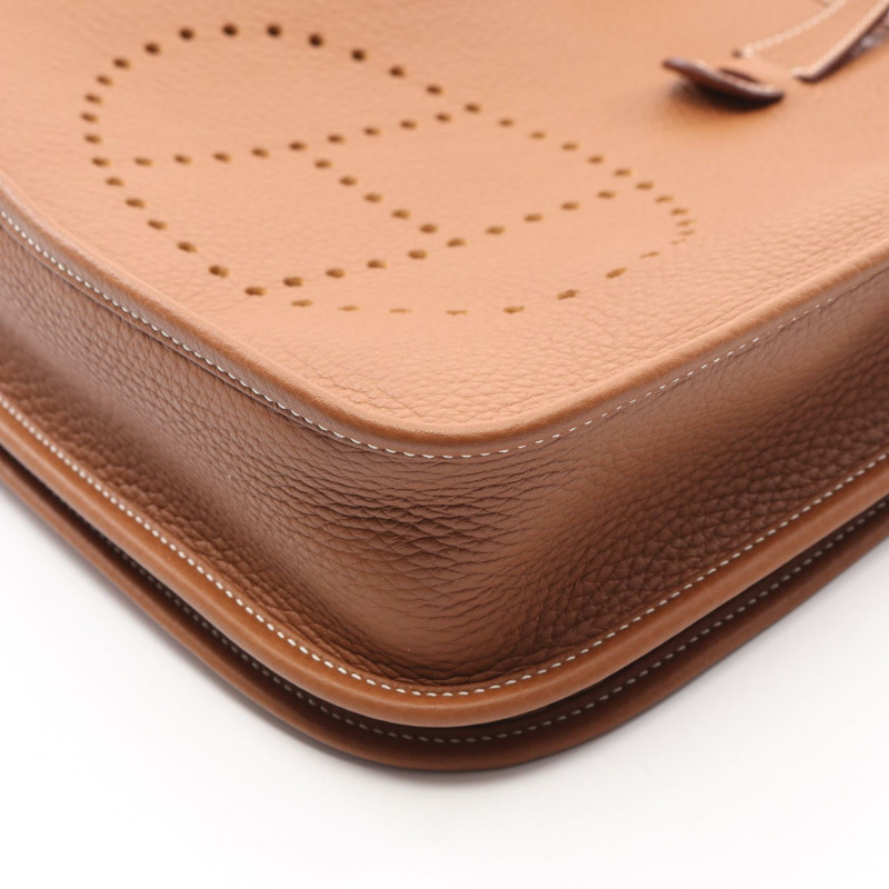 愛馬仕 Evelyne 3 Trois PM 單肩包，Clemence 皮革，金棕色，二手，K SHW-5