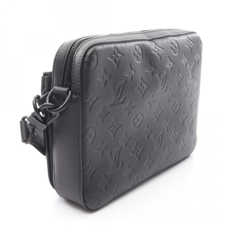 路易威登 Trio Messenger 肩背包 M46602 Monogram Shadow 皮革 BK 二手-1