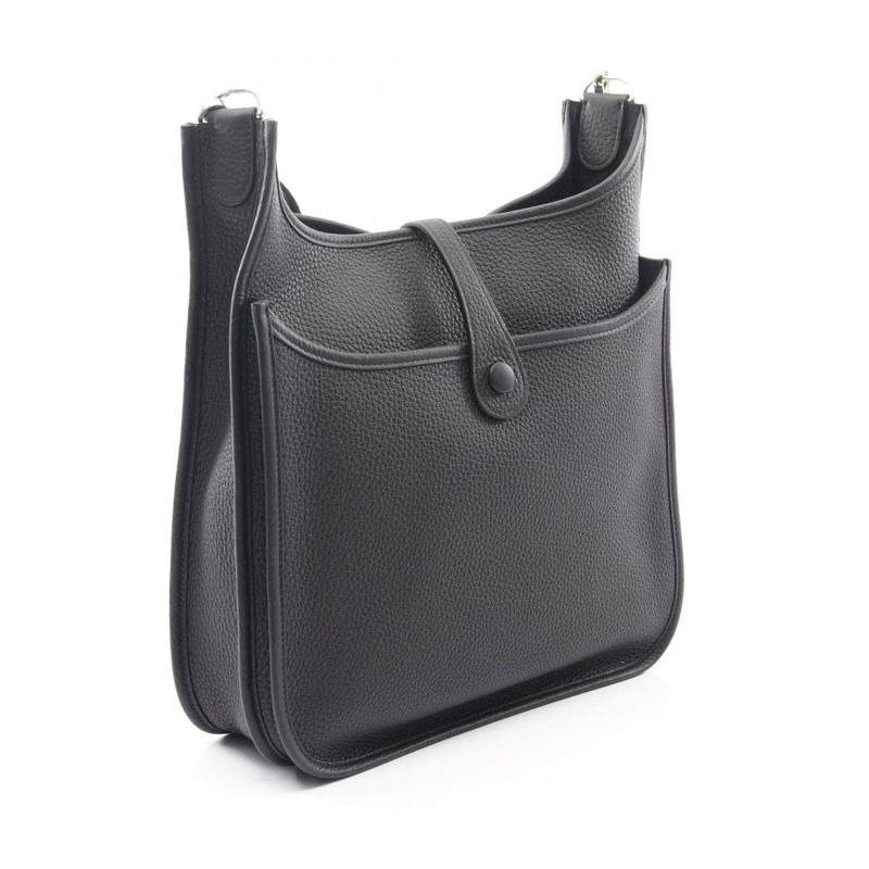 愛馬仕 Evelyne Troyes PM 單肩背包，Clemence 皮革，黑色，二手，女士，SHW K-1