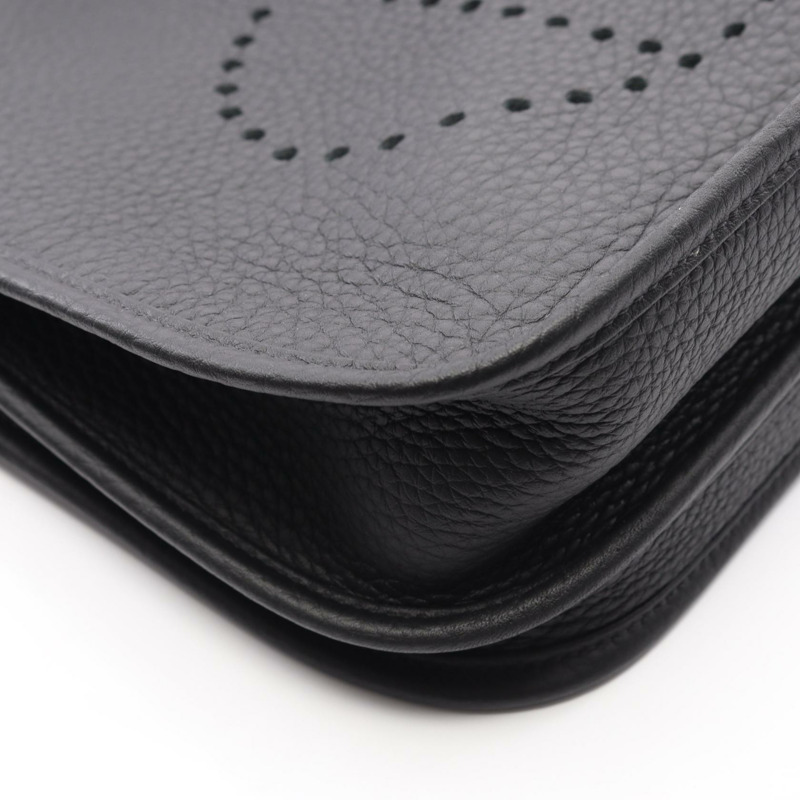 愛馬仕 Evelyne Troyes PM 單肩背包，Clemence 皮革，黑色，二手，女士，SHW K-5