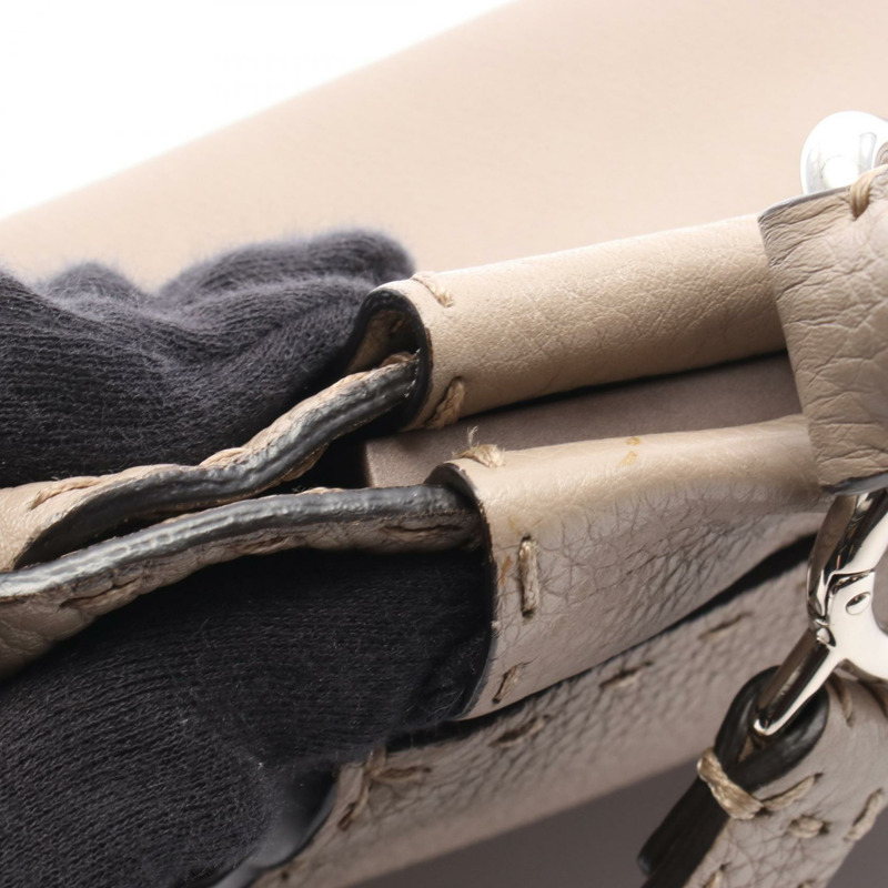 FENDI Peekaboo Regular Selleria 肩挎包 灰色皮革 二手-5