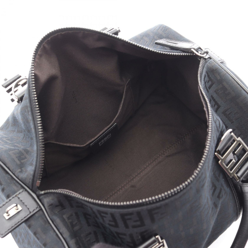 FENDI Zucchino 手提包，帆布皮革，海軍藍/黑色，二手女款-2