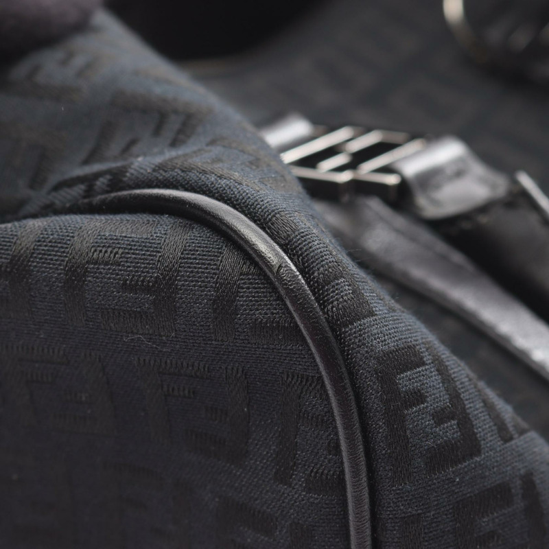 FENDI Zucchino 手提包，帆布皮革，海軍藍/黑色，二手女款-4