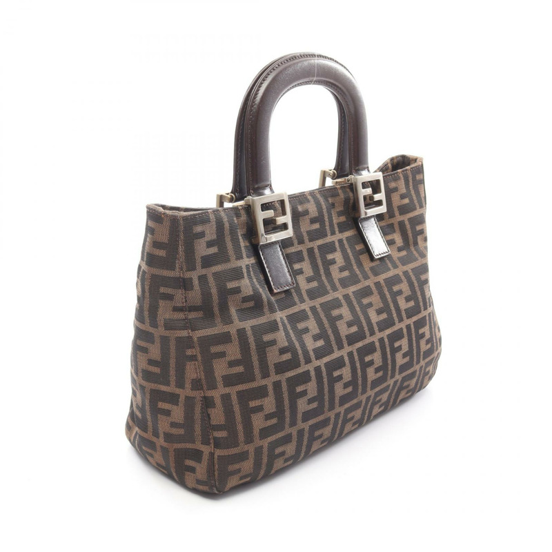 FENDI Zucca 手提包，帆布皮革材質，棕色/黑色，二手女款-1