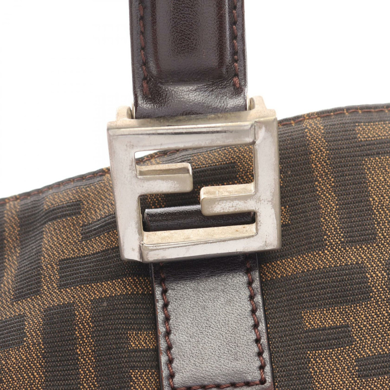 FENDI Zucca 手提包，帆布皮革材質，棕色/黑色，二手女款-5