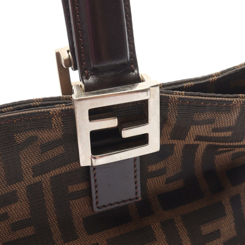 FENDI Zucca 手提包，帆布皮革材質，棕色/黑色，二手女款-8
