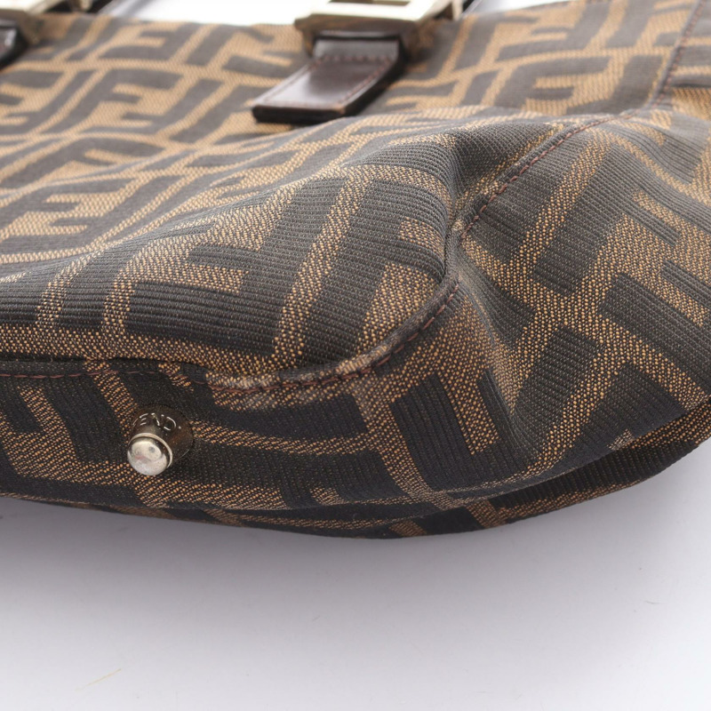 FENDI Zucca 手提包，帆布皮革材質，棕色/黑色，二手女款-10