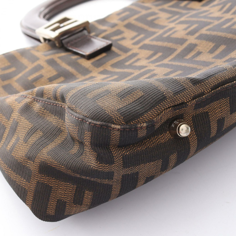 FENDI Zucca 手提包，帆布皮革材質，棕色/黑色，二手女款-11