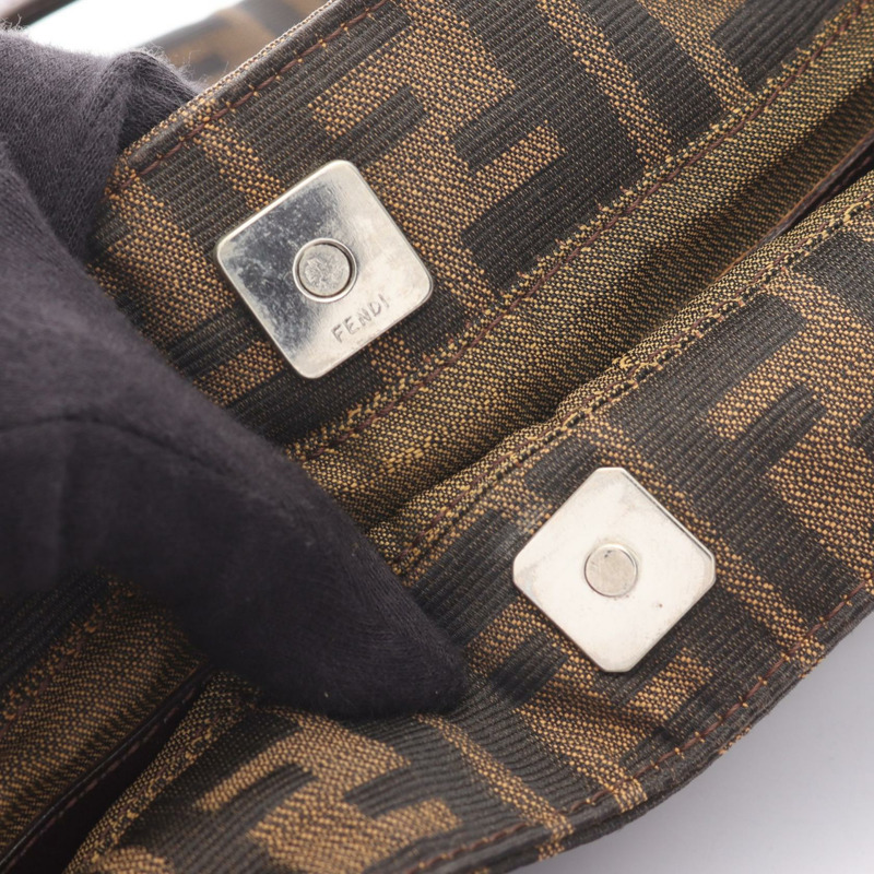 FENDI Zucca 手提包，帆布皮革材質，棕色/黑色，二手女款-12