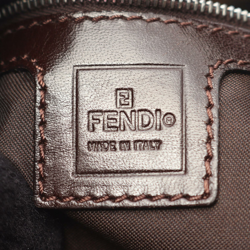 FENDI Mamma Zucca 水桶包單肩手提包帆布皮革棕色二手女款-3