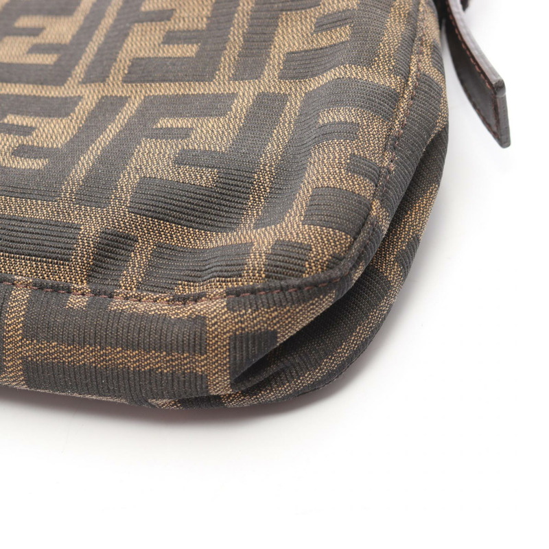 FENDI Mamma Zucca 水桶包單肩手提包帆布皮革棕色二手女款-4