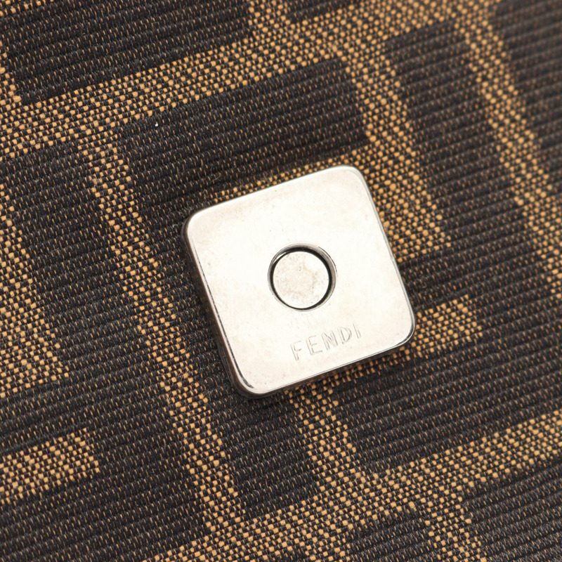 FENDI Mamma Zucca 水桶包單肩手提包帆布皮革棕色二手女款-6