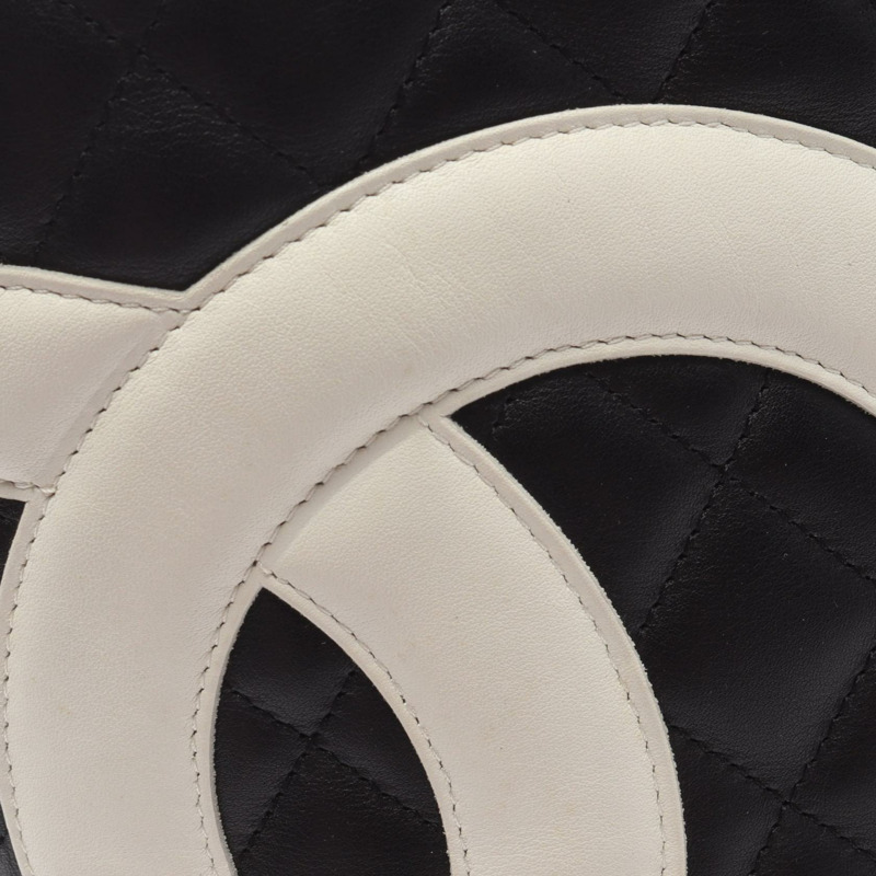 香奈兒 Cambon 系列大單肩托特包，羊皮材質，黑色/白色，二手，SHW CC-9