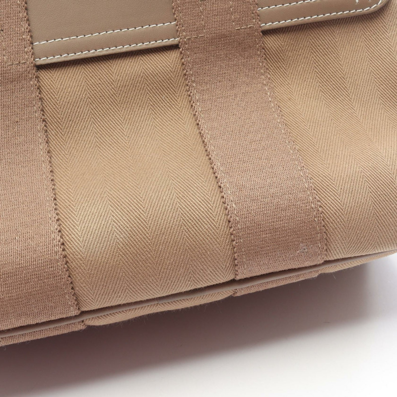 愛馬仕 Valparaiso PM 手提包，人字紋帆布皮革，灰褐色，二手，女士，帶五金配件-5