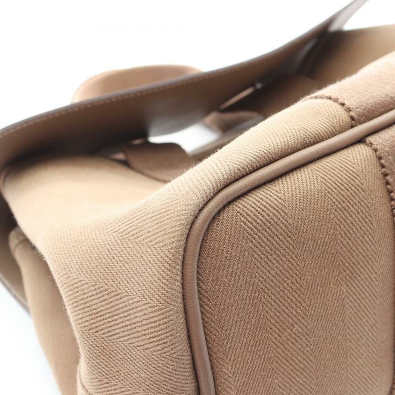 愛馬仕 Valparaiso PM 手提包，人字紋帆布皮革，灰褐色，二手，女士，帶五金配件-8